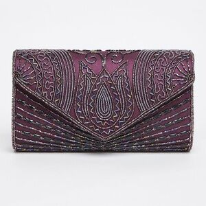 Gatsbylady London Beatrice Hand Embellished Clutch Bag in Purple Plum (NWT)